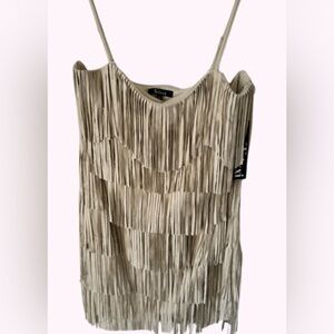 Trixxi Women’s Beige Suede Fringe Dress Size L